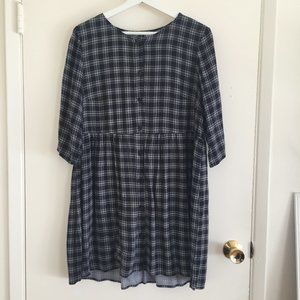 Navy blue plaid dress, size 8